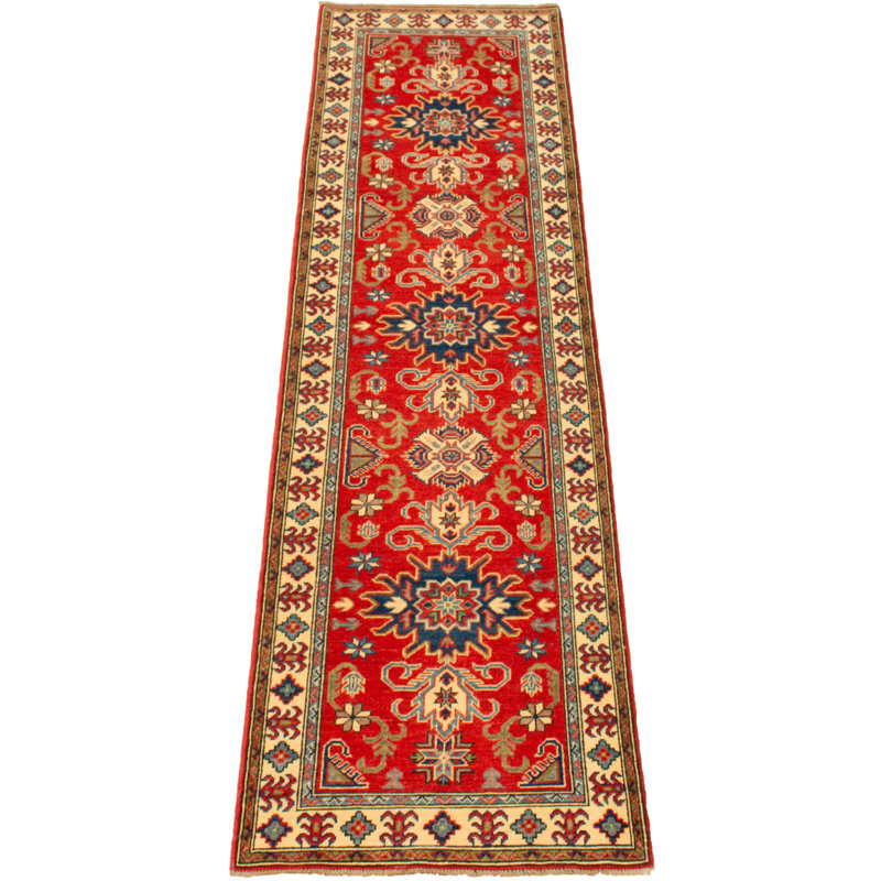 Tapis de couloir en Tapis décoratif laine rouge/brun de conception unique 2 pi 7 po x 9 pi 9 po noué à la main New Age Finest