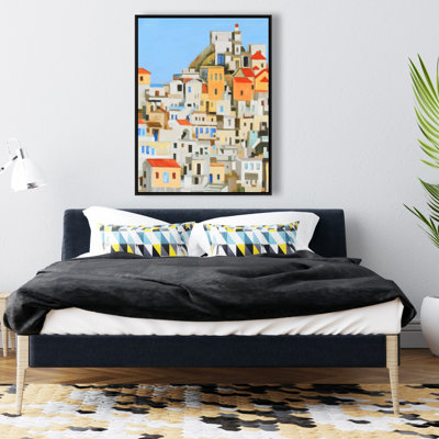 Petites maisons en Grèce, reproduction sur toile