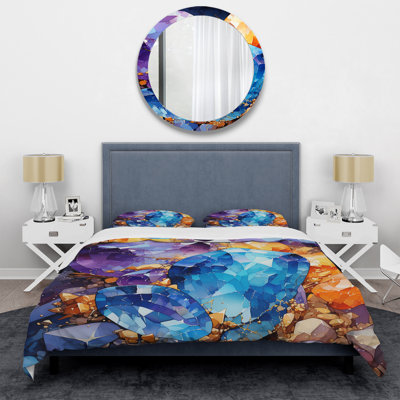 Ensemble de housse de couette Gold and Blue Crystal Stone Core II - Stone Geode