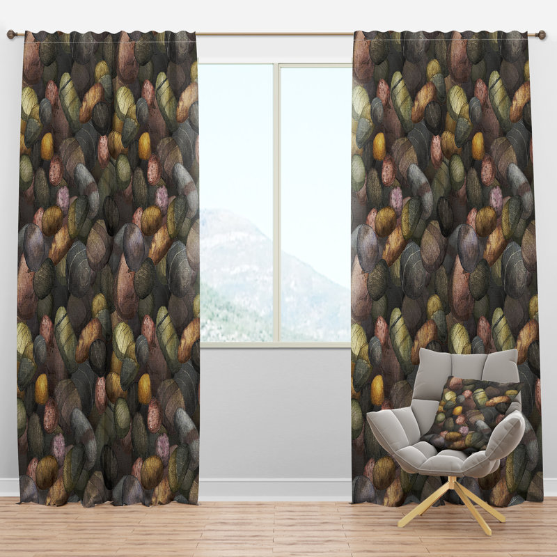 Sea & Shore Stones - Rideau en velours moderne - obscurcissant - 1 panneau, l 52 po x L 63 po