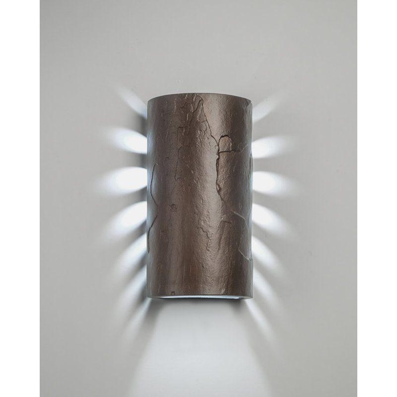 Ampoules murales d'extérieur encastrées en céramique Donnice, ampoule DEL incluse, Bronze huilé, H 13 po x l 7 po x P 4,5 po
