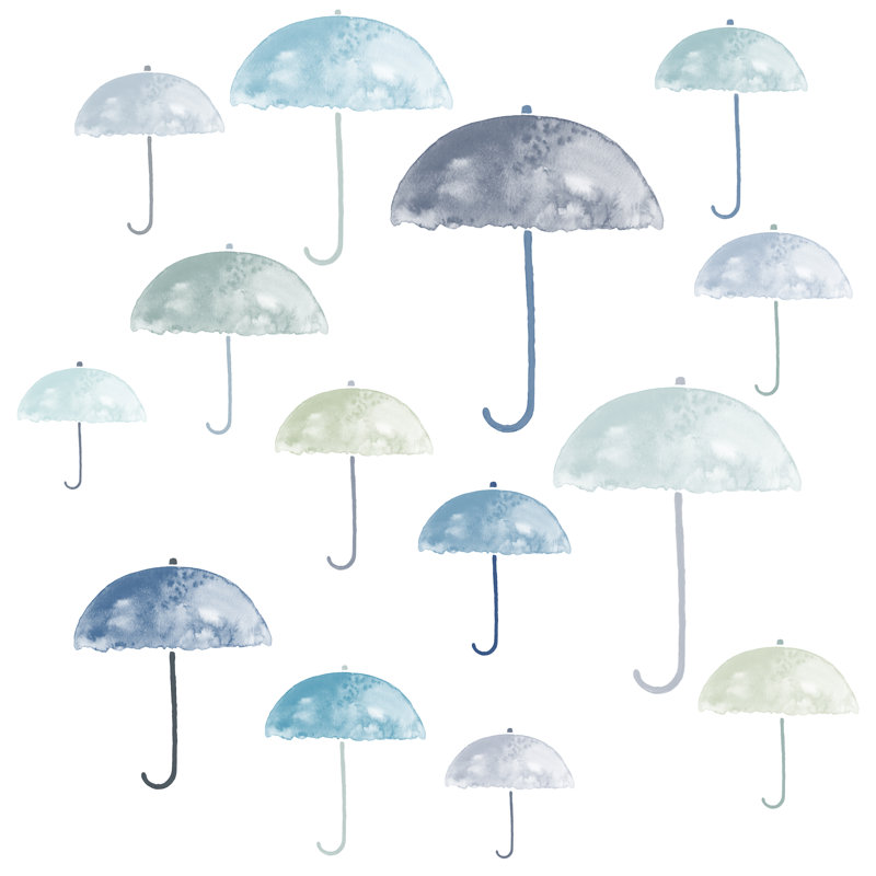 Watercolour Umbrellas - Wrapped Canvas Painting, 30cm H x 30cm W x 3.8cm D