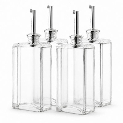 Kitchen Cooking Oil Dispenser Set, 4-Piece Olive Oil and Vinegar Bottles with Dispenser for Home Kitchen Use