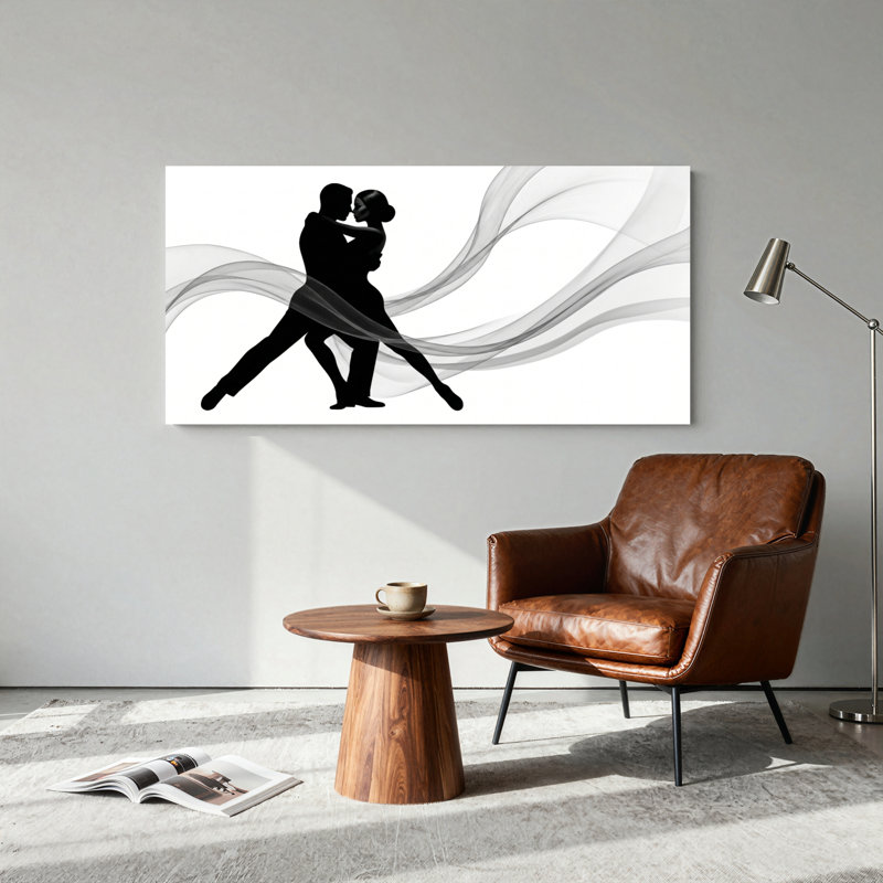 Ensemble de 1 tableau sur toile représentant un couple dansant, L 32 po x H 16 po, Toile tendue