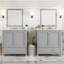 Ensemble de meuble-lavabo gris 60 po avec double meuble-lavabo (séparé), double lavabo en céramique, tablette de rangement et tiroirs séparés (miroir non inclus) - Solution de salle de bain moderne pour salles de bain spacieuses-469638132