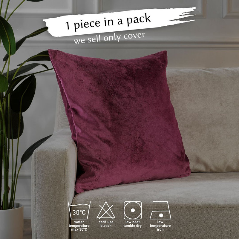 Housse de coussin en velours mat 1pc, Carré 14 po, Rose