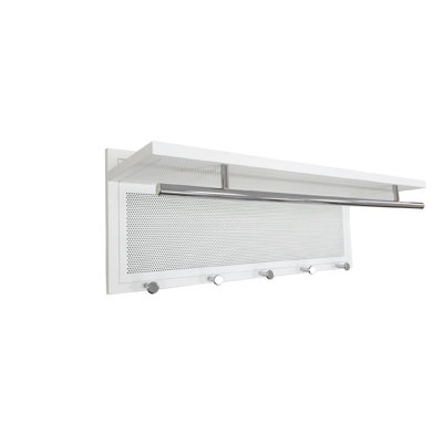 Esyspot Metal Powder Coating Hook Wall Mounted With Shelf In White