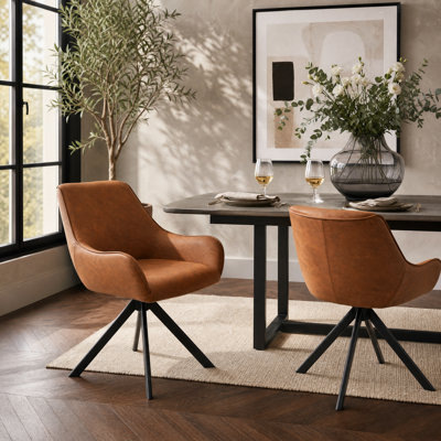 Gefjun 46cm H Upholstered Metal Armchair in Light Brown