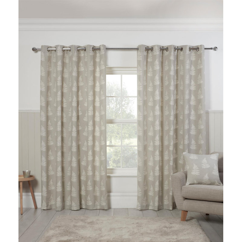 Jevin Cotton Blend Room Darkening Curtain Pair, 72cm Width x 46cm Drop, Grey
