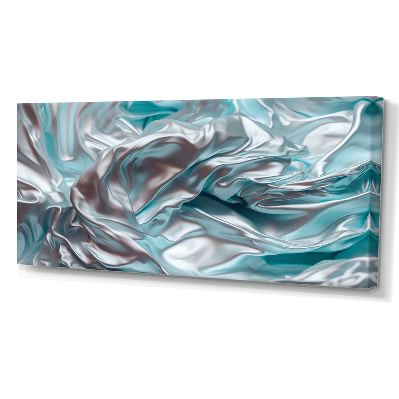 «Silver Blue Dancing Colors», impression sur toile de marbre abstrait, Toile tendue, H 28 po x l 60 po x P 1,5 po