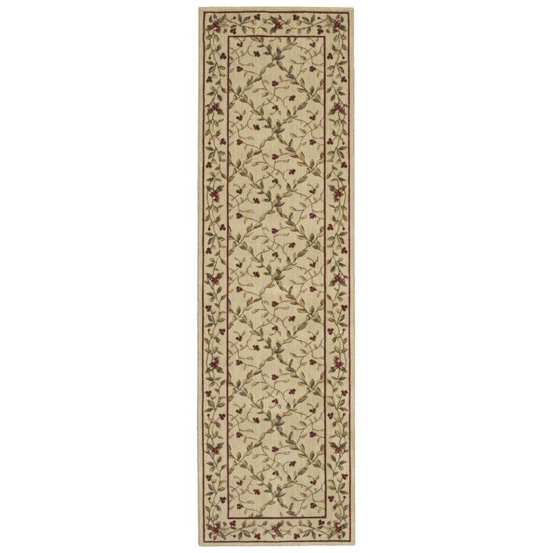Tapis à aire beige en laine Fairchild, Tapis de couloir 2 pi 3 po x 8 pi