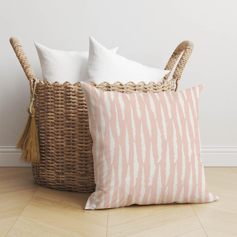 Coussin Scar, H 16 po x l 16 po, Rayure rose