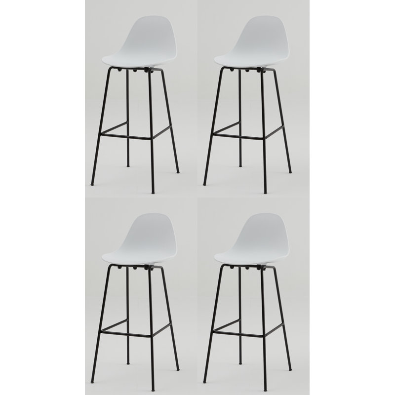 Tabouret de comptoir TA - Noir - Base noire, Noir, Blanc, Tabouret de comptoir (siège d'une hauteur de 25,6