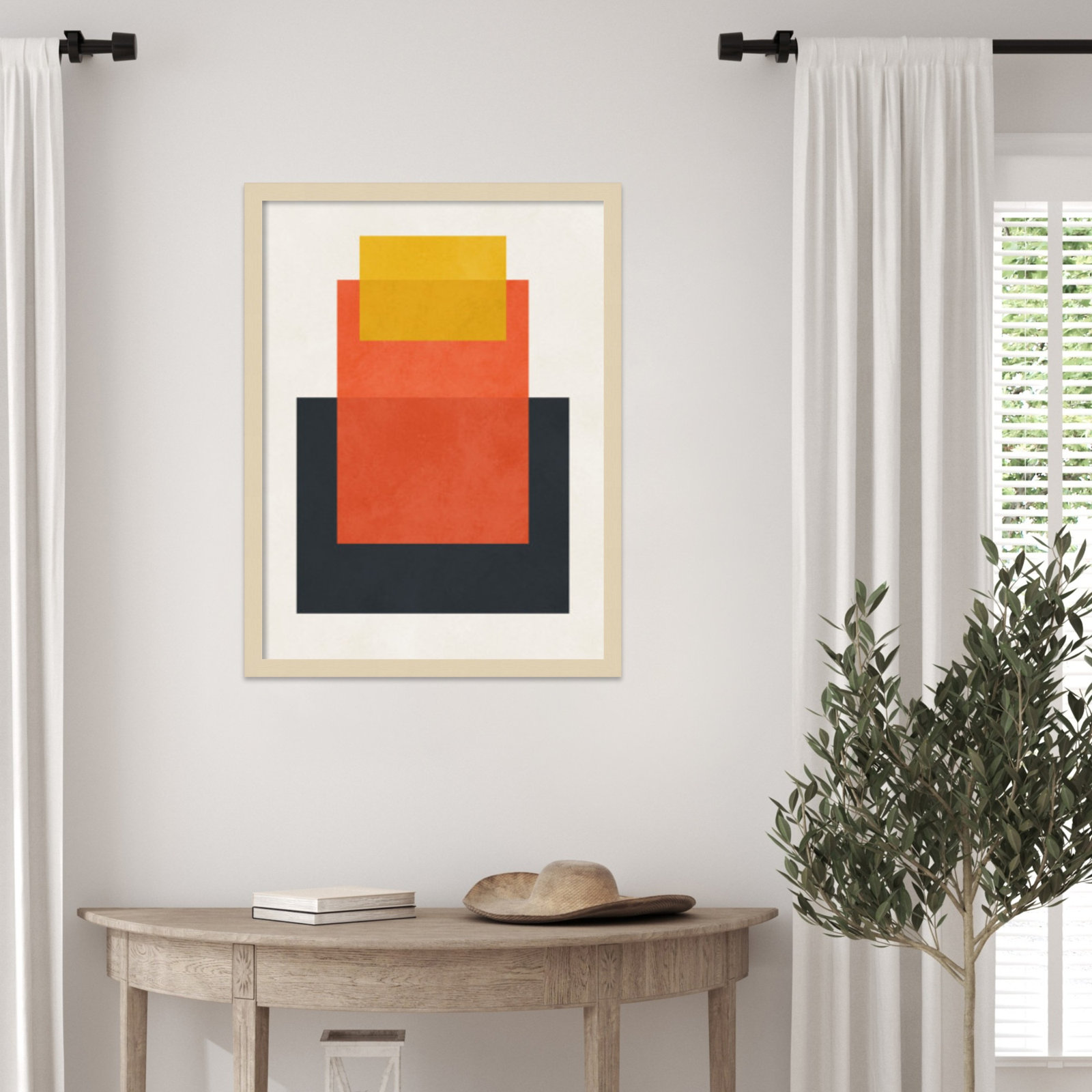 Overlapping Geometry 10 Print, 25" H x 19" W, Brown/Orange, Brown