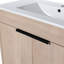 Meuble-lavabo de 36 po, autoportant, chêne brut, 2 portes avec charnières, tablette réglable, poignées en métal modernes à fermeture en douceur,