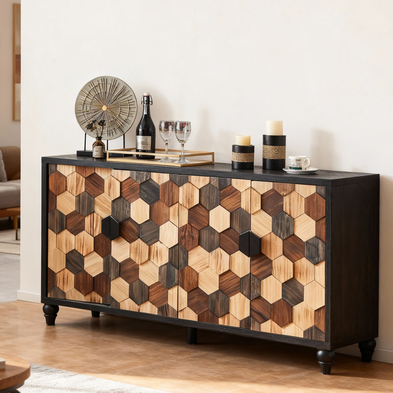 Armoire de rangement moderne avec motif en nid d'abeille