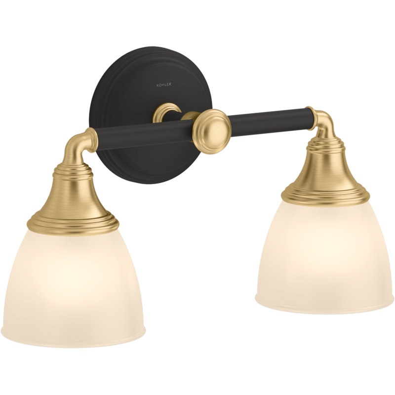 Devonshire 2 Light Indoor Bathroom Vanity Light Fixture, Position Facing Up or Down, UL Listed, Gold/Matte Black