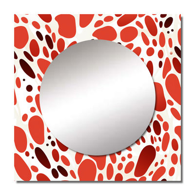 Red And White Polka Dots Pattern I Aluminum Square Mirror