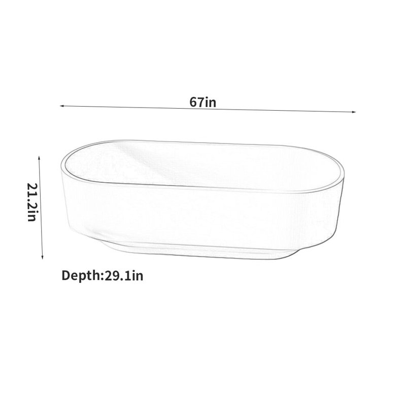 Simple Creative Artificial Stone Bathtub 67'' W 21.2'' H Tub & Shower Kit, Milk Coffee