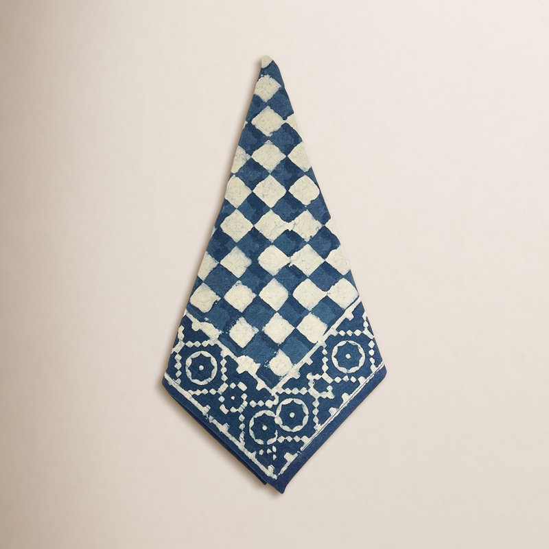 Ensemble de 8 serviettes de table indigo à carreaux, Carreauté bleu