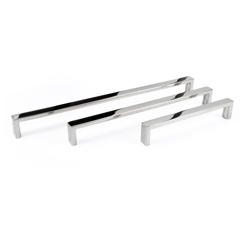 Solid Zinc Slim Bar Pull, Polished Chrome, 8"