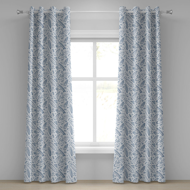 Rideau à 2 panneaux avec œillets Dovecove, 50 po x 108 po, bleu pétrole / bleu ardoise, L 50 po x L 108 po