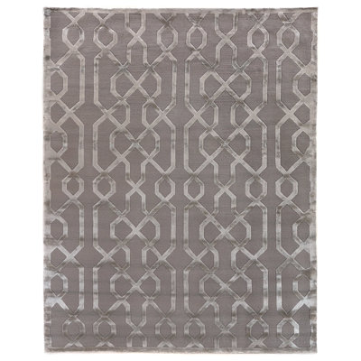 Metro-Velvet Geometric Area Rug in Taupe