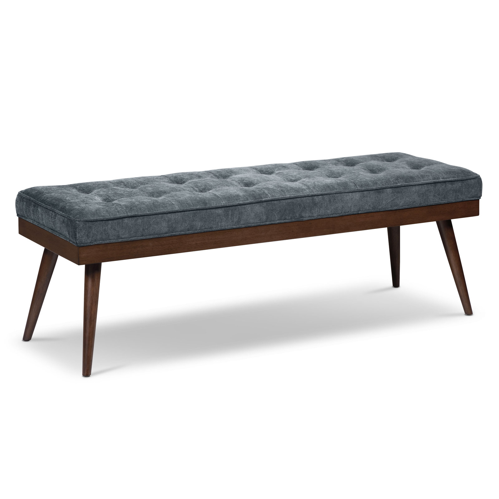55" Velvet Entryway Bench, Boreal Blue