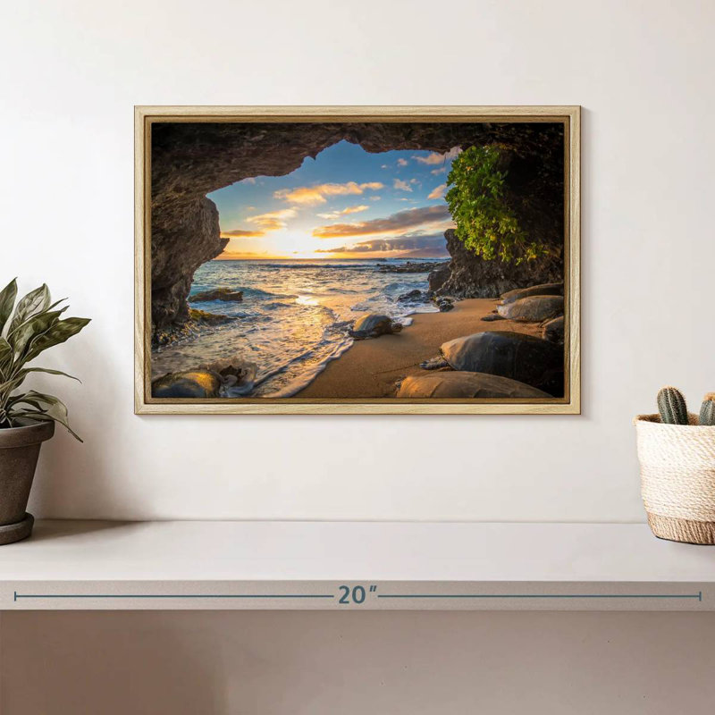 Tortue Maui, Cadre flottant en bois naturel, 13 po x 9 po