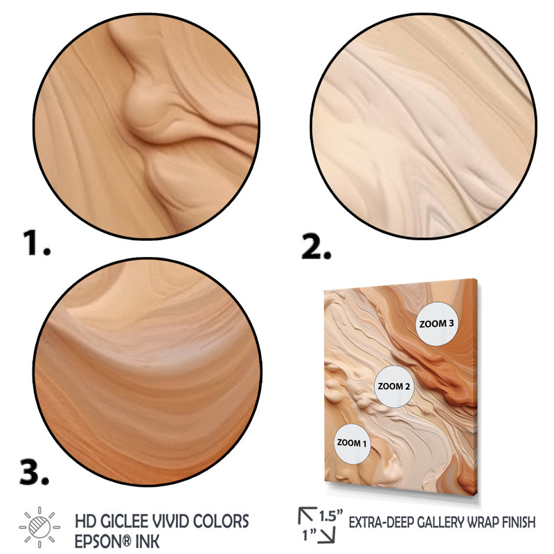 «Orange» et «Beige Unounded Imagination I», art mural abstrait, H 44 po x l 34 po x P 1,5 po, Cadre flottant doré