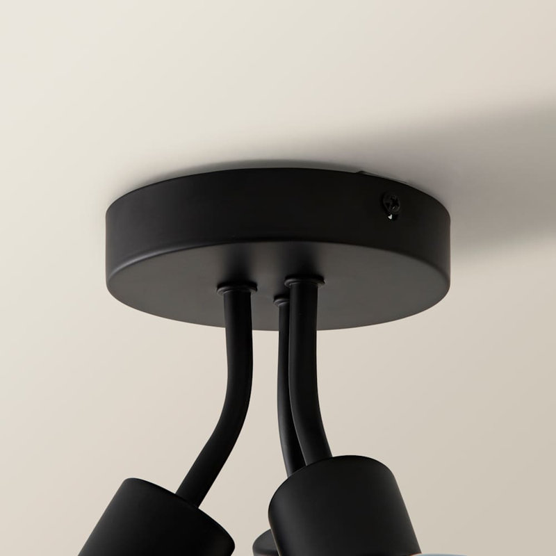 Dejuane Glass Semi Flush Mount, Grey, Matte Black