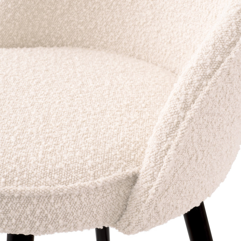 Tabouret pivotant Cooper, Tabouret de comptoir (siège d'une hauteur de 26,3, Tissu bouclé crème