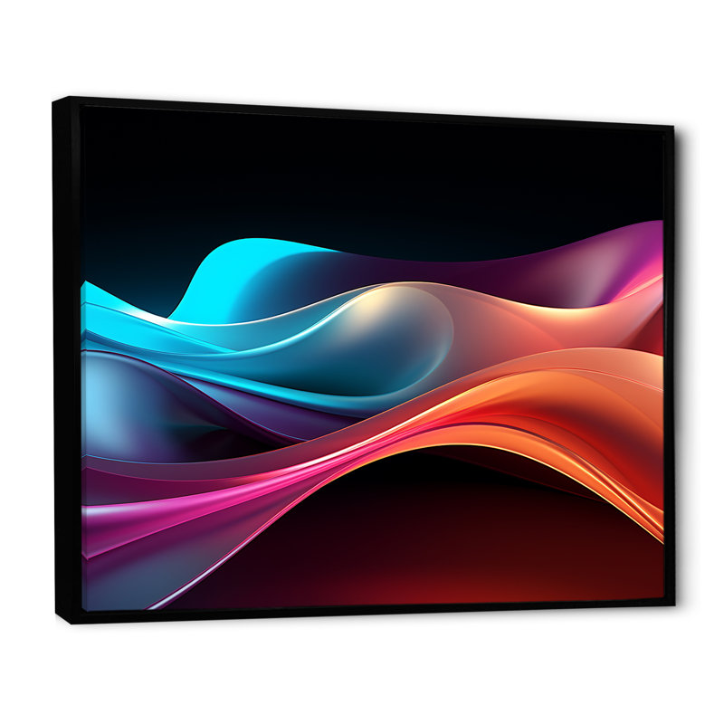 Rainbow Colours Symphony IV - Abstract Shapes Canvas Wall Art, Black Floater Framed, 24" H x 32" W x 1" D