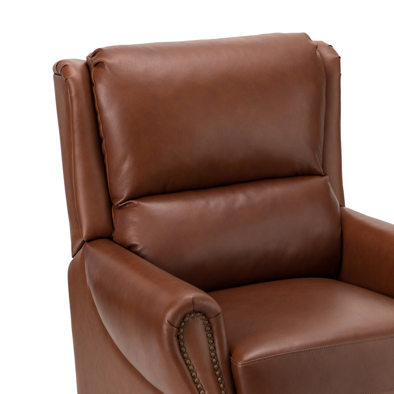 Polestra 32.68" W Genuine Leather Manual Recliner, Brown