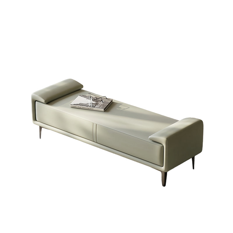 Ingerid Microfiber Leather Upholstered Bench, Cream/Green, 20.86" H x 59.05" W x 17.71" D