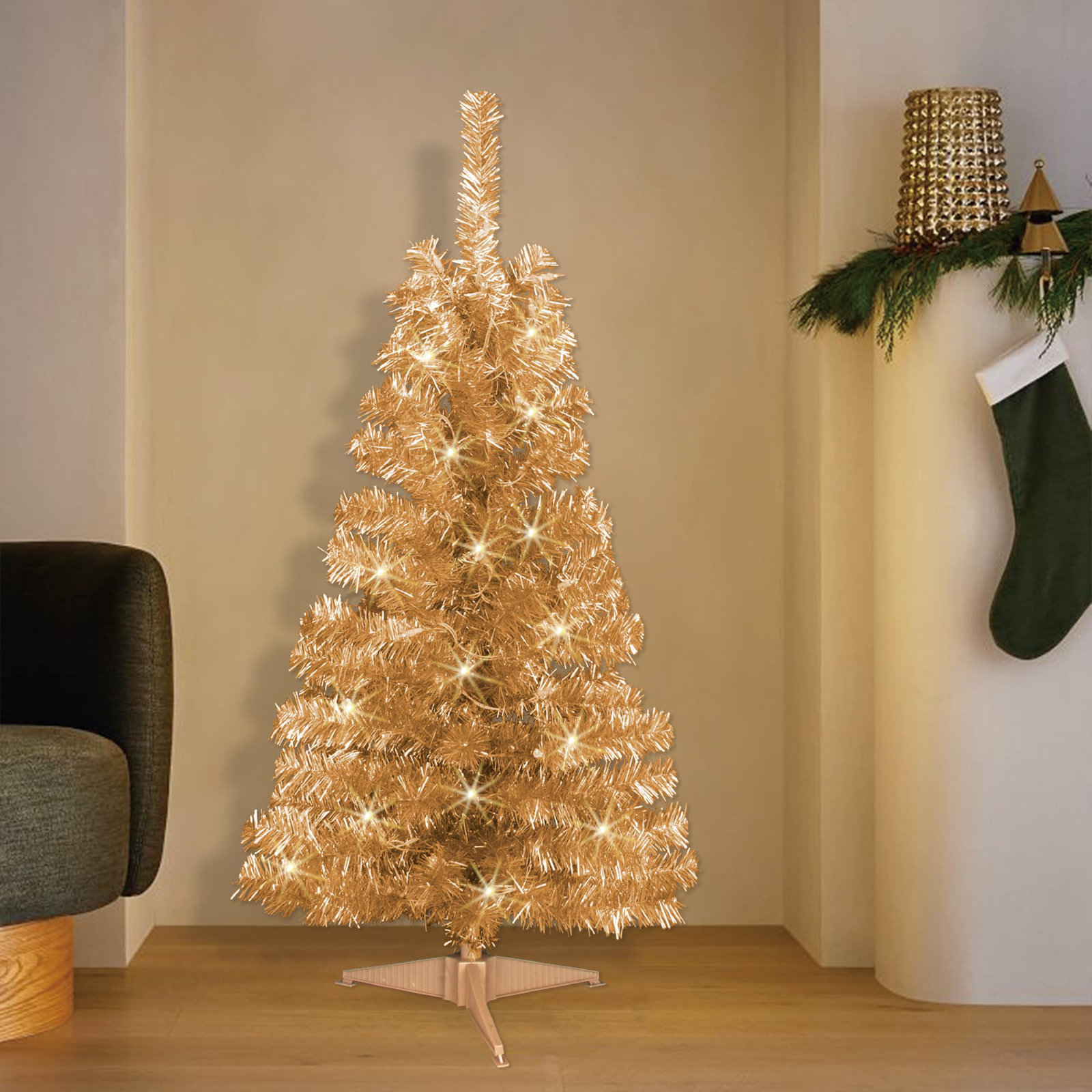 48' Lighted Artificial Pine Christmas Tree