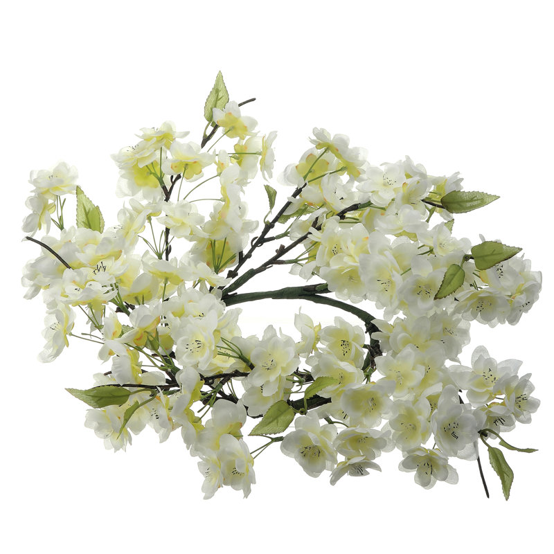 Couronne de fleurs de cerisier 14 po, Couronne de cerisier blanc