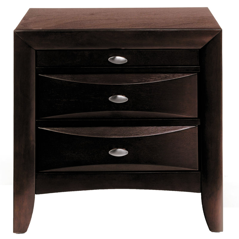 Table de chevet moderne pour chambre à coucher - 2 tiroirs et un plateau de rangement pratique contemporain de 2 po