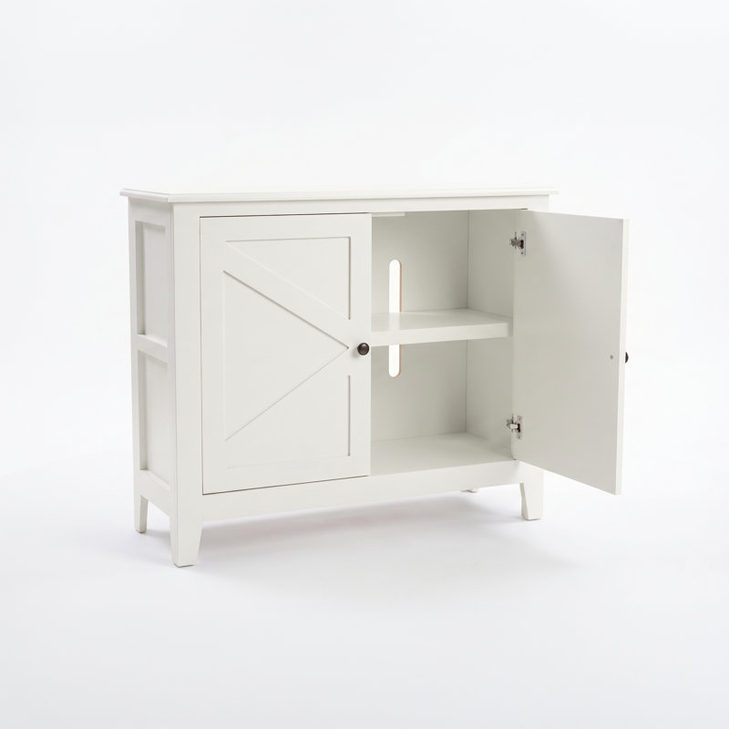 Maye 42" Wide Farmhouse 2-Door Accent Storage Cabinet With Interior Shelves, Ivory