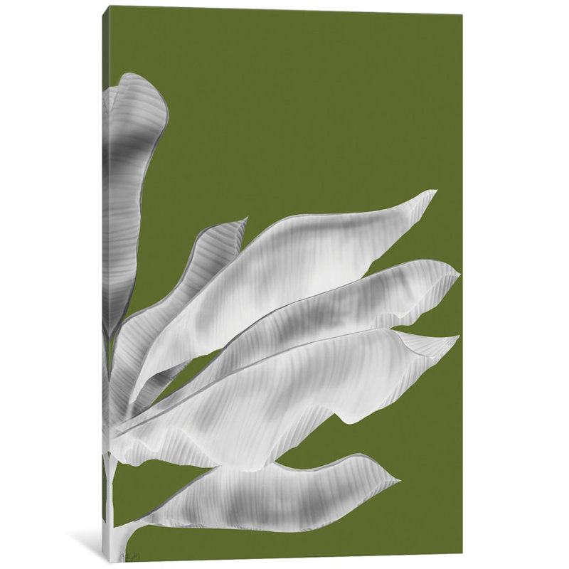 « banane leaves v », impression sur toile, H 12 po x l 8 po x P 0,75 po, Toile tendue, Pas de tapis
