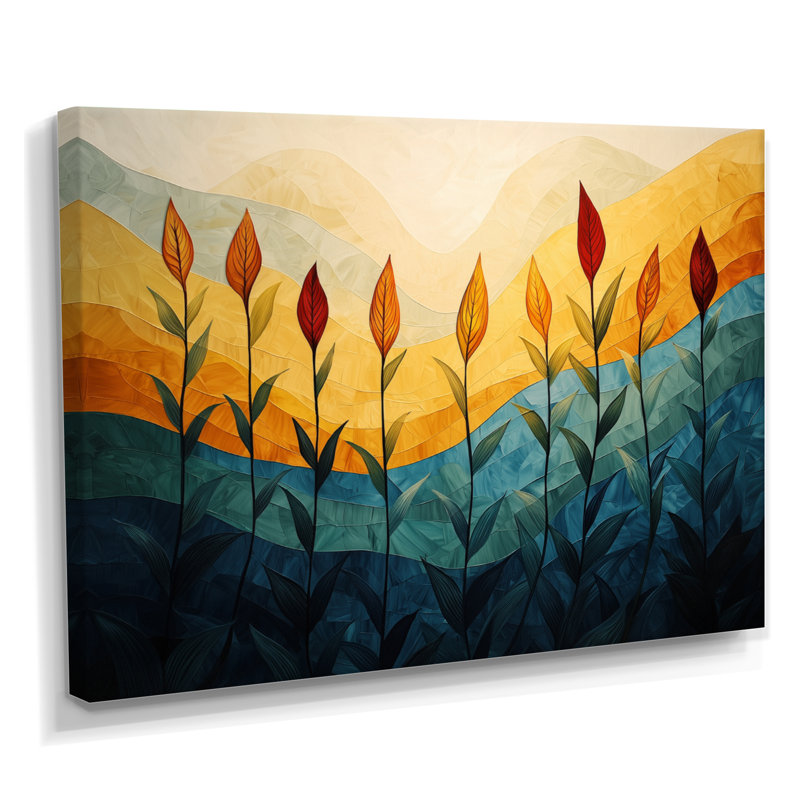 Abstrait champ botanique de 4 saisons Flow III - fleurs, impression sur toile, H 34 po x l 44 po, Toile tendue sur cadre