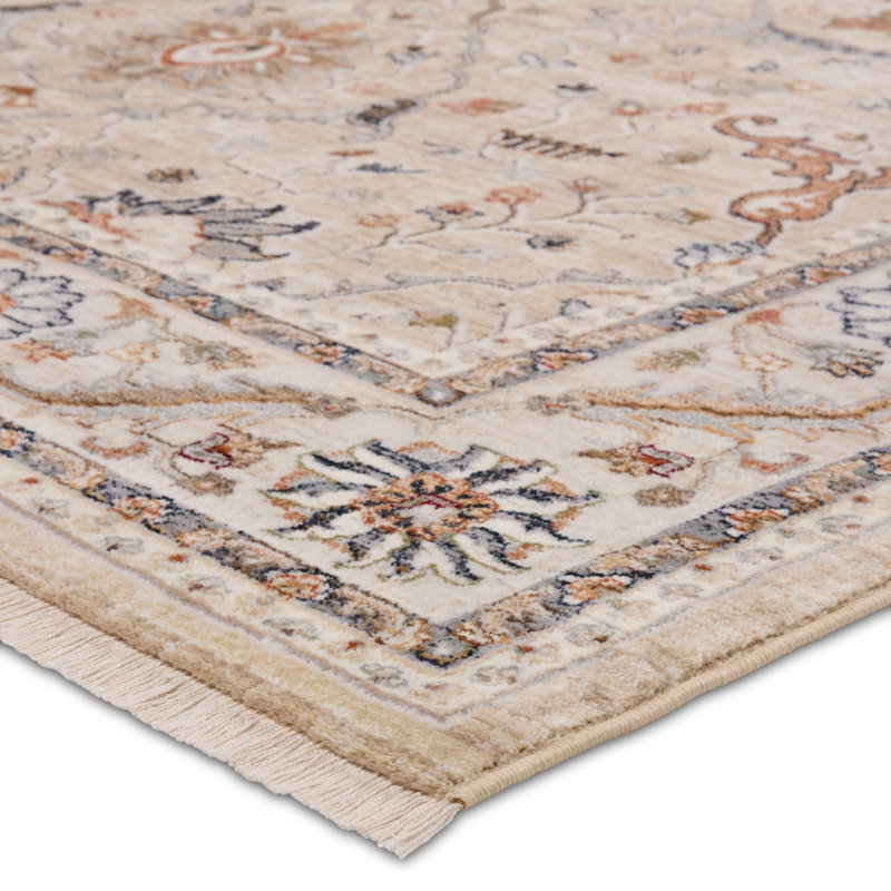 Tapis oriental beige en polypropylène tissé à la machine Daltry, Rectangle de 5 pi x 8 pi