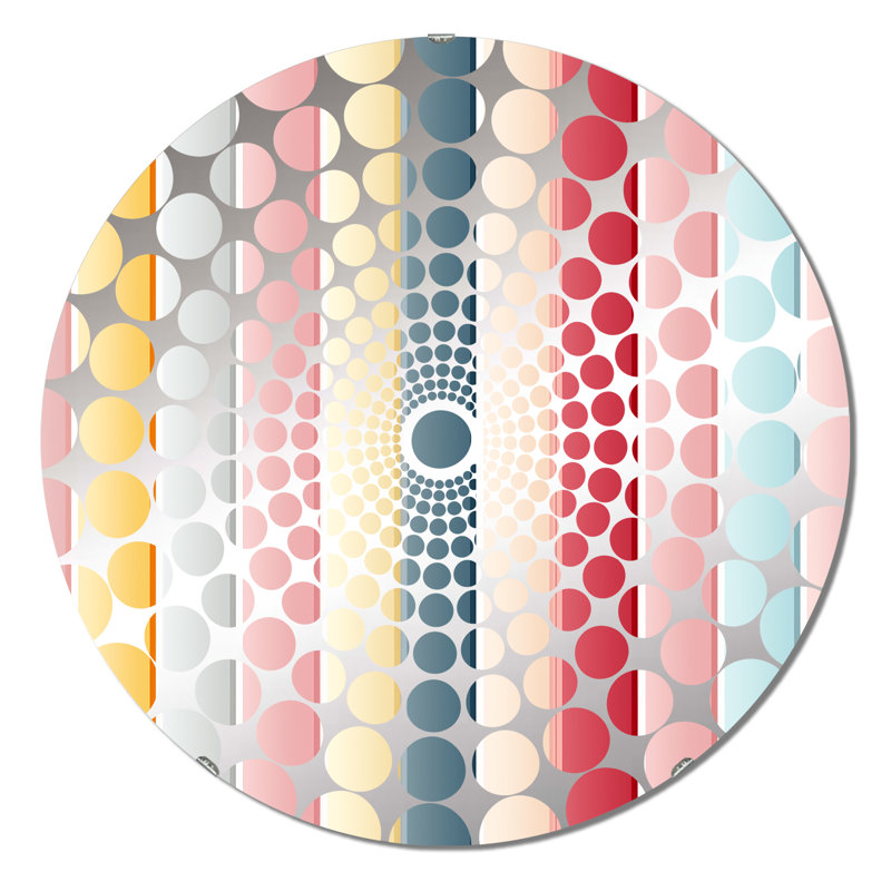 Miroir décoratif pastel à rayures rétro - cercles concentriques, 23,6 po x 23,6 po