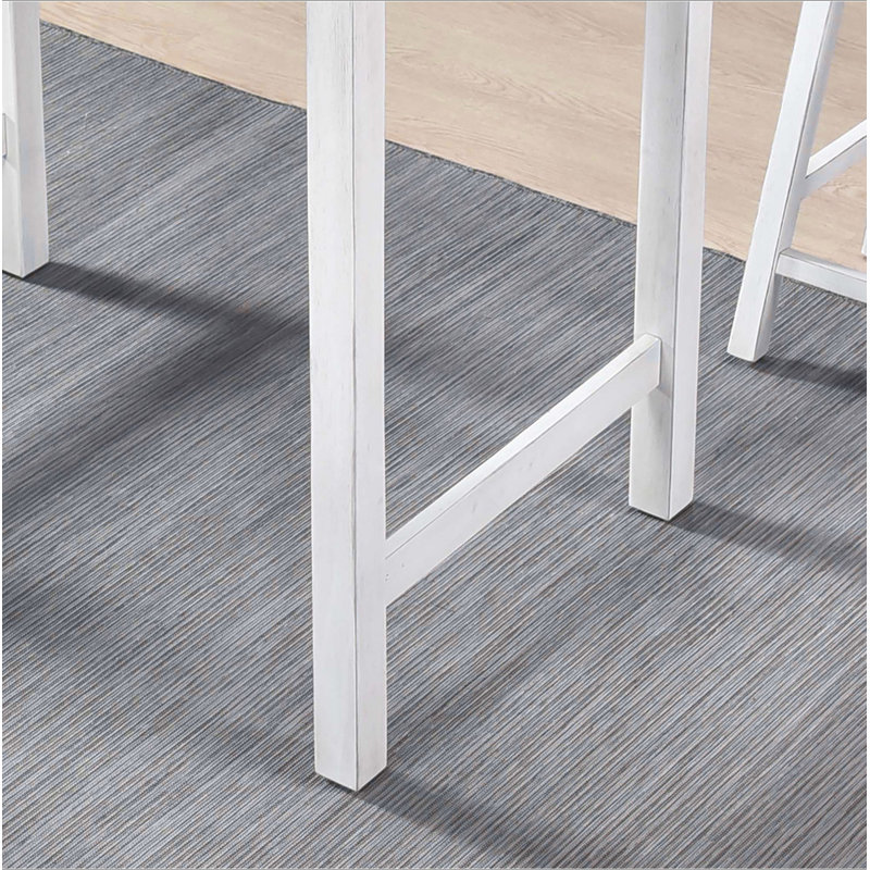[Ensemble de salle à manger 3 pièces à hauteur de comptoir] Table peu encombrante avec 2 tabourets, finition en bois gris, facile à nettoyer