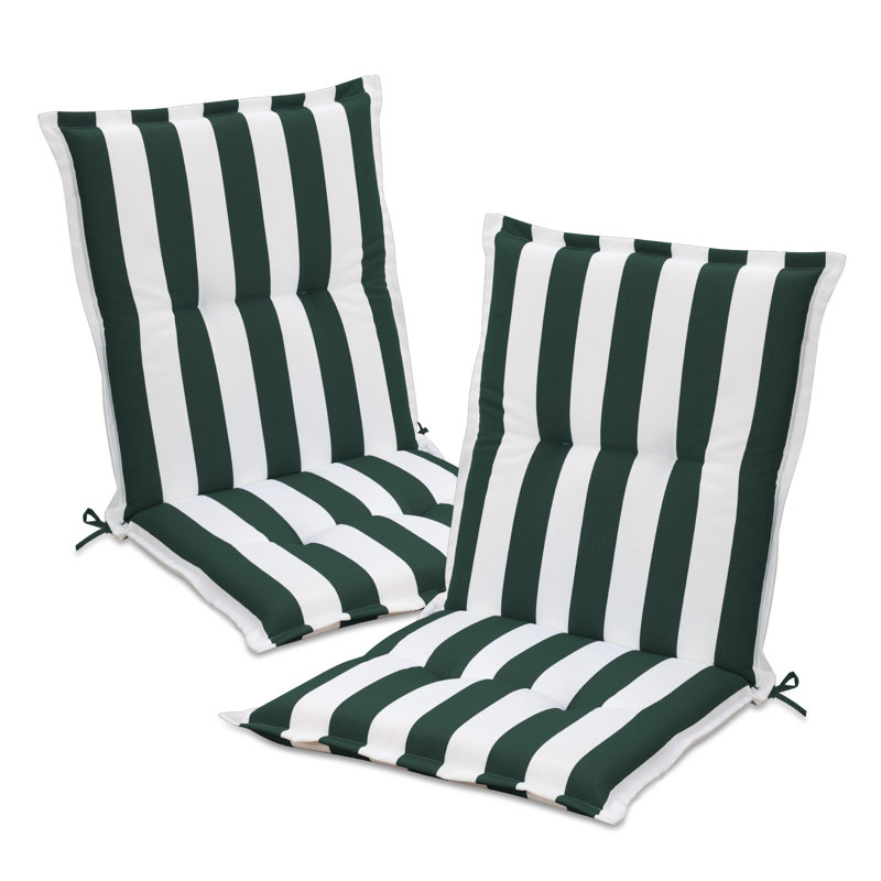 2 Pack Outdoor Low Back Chair Cushions, 100x50x6 cm, Green
