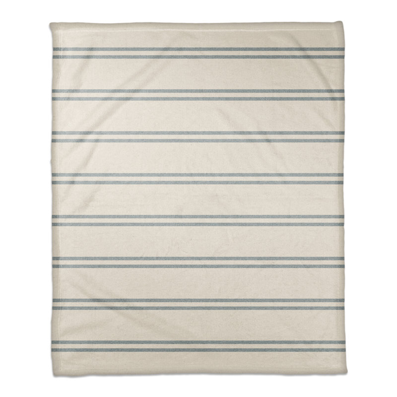 Hand Woven Throw Blanket, Blue/White