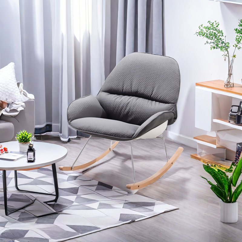 Chaise berçante moderne rembourrée, Gris foncé