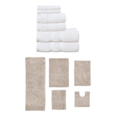 Bruno Collection 100% Soft Cotton 3 Pc Towel Set & 3 Pc Bath Rug Set, (Set of 6)