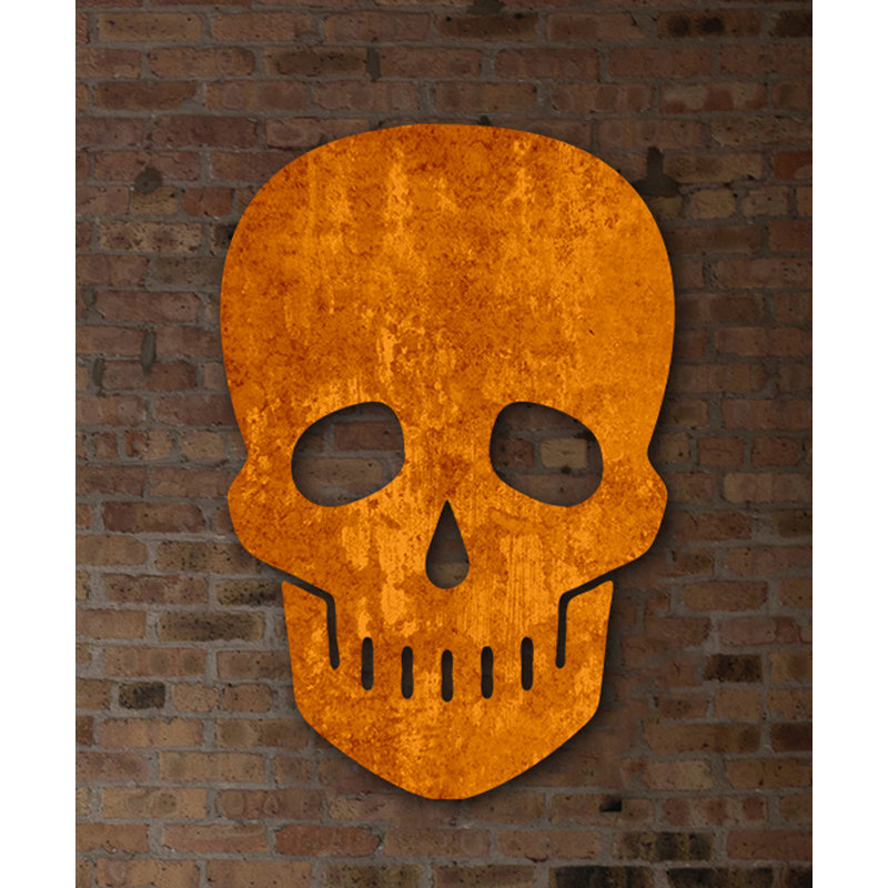 Découpe d'Halloween en bois «Skull», H 20 po x l 16 po