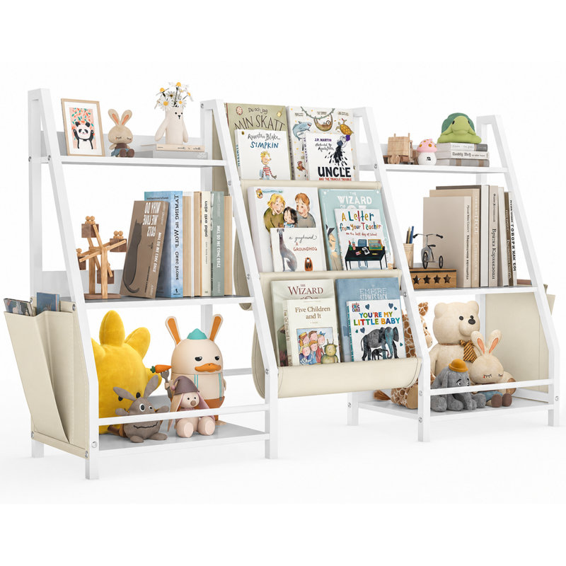 Étagère à livres à 3 niveaux pour enfants, avec présentoir à livres ouverts, étagère de rangement en bois pour chambre d'enfant, blanche